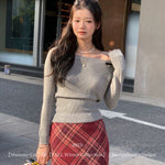 Get trendy with [Mummy Cat] Butterfly Bow Off-Shoulder Sweater -  available at Peiliee Shop. Grab yours for $50.50 today!