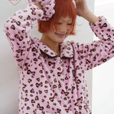 Sleepy Fairy Coral Fleece Leopard Bow Pajama Set