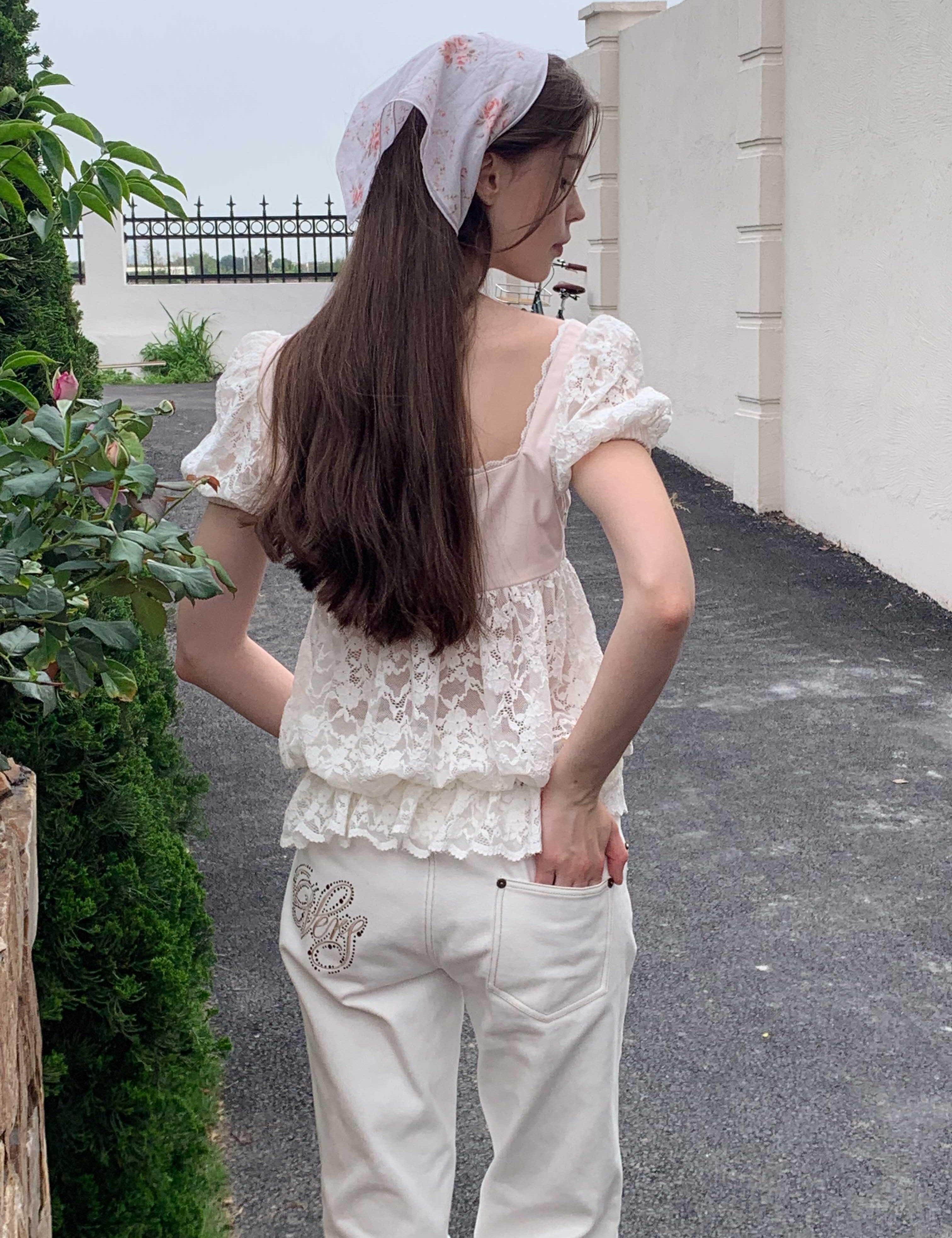 MineBeThyVers Ivory Lace Babydoll Top