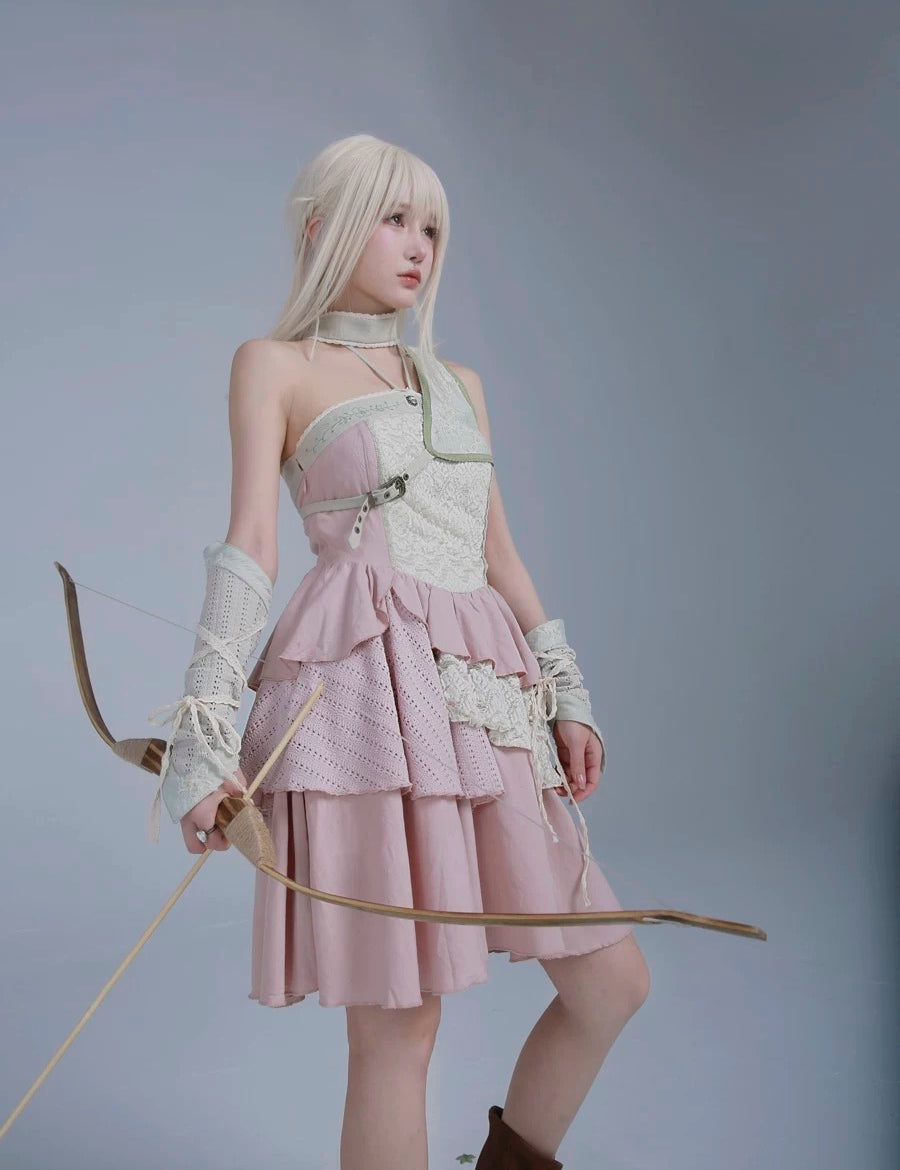 Get trendy with Rose Island AW24 Elf Guardian - The Girl Fairy Angel Mini Dress - Crop Top available at Peiliee Shop. Grab yours for $38 today!