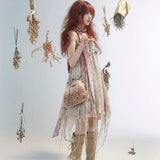 Rose Island Deer collection fawn pattern print faux fur handbag model wear as shoulder bag side view