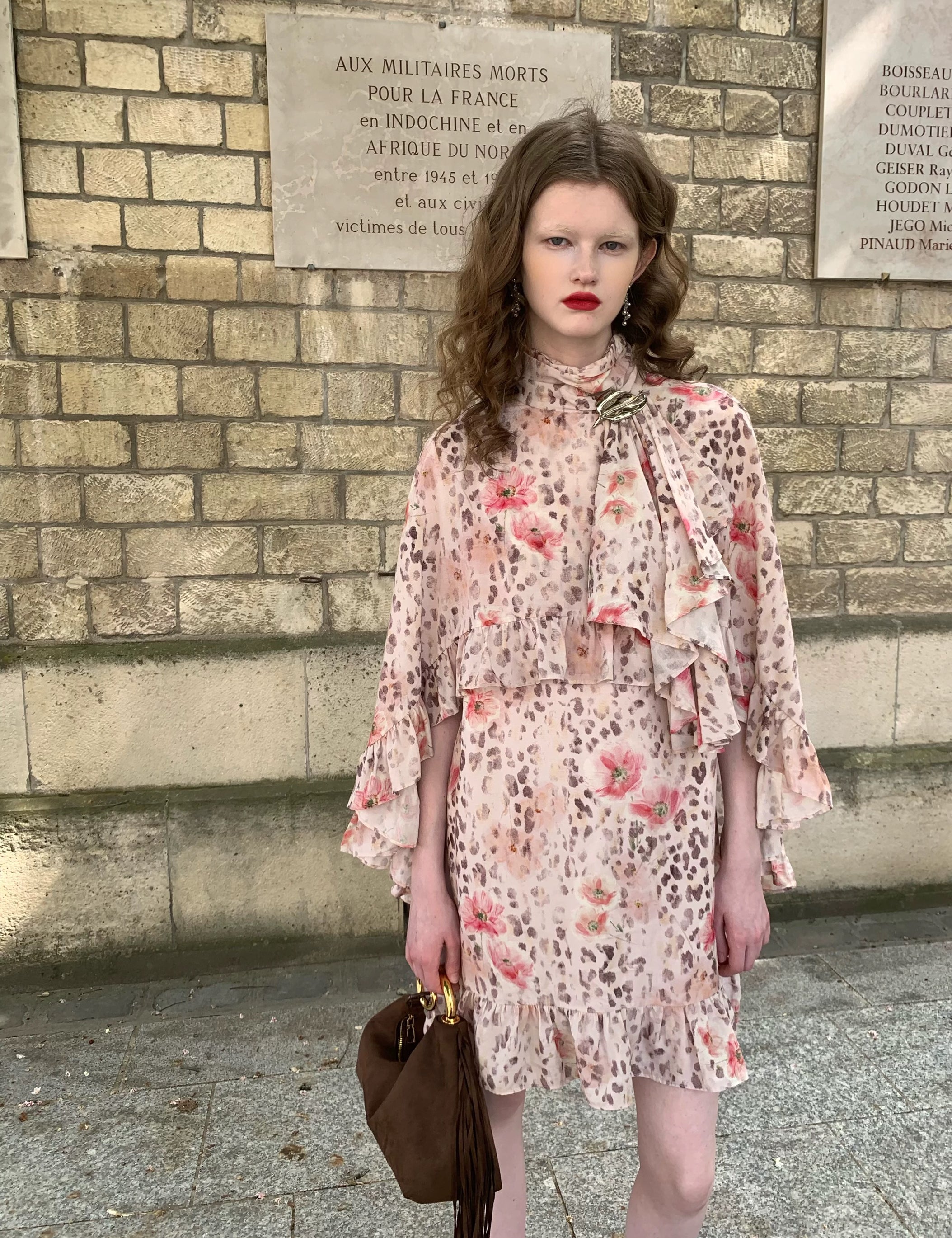 SPOII UNOSA Island Romance Linen Blend Leopard Floral Cape Dress