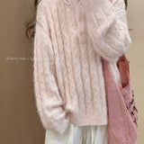 Get trendy with Soft Pink Age Wool Blended Sweater Hoodie - Sweater available at Peiliee Shop. Grab yours for $9 today!