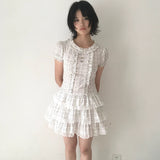 SicAstra Polka Doll Cotton Dress In White