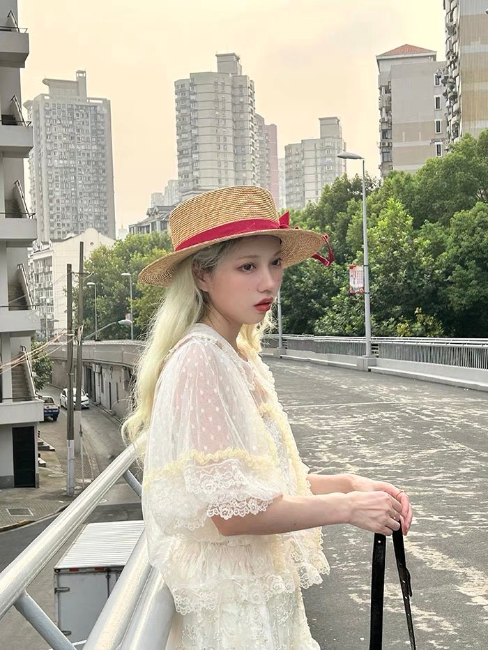 Get trendy with [August Unicorn]Yellow Polka Dot Semi-Sheer Victorian Blouse - Dresses available at Peiliee Shop. Grab yours for $72 today!