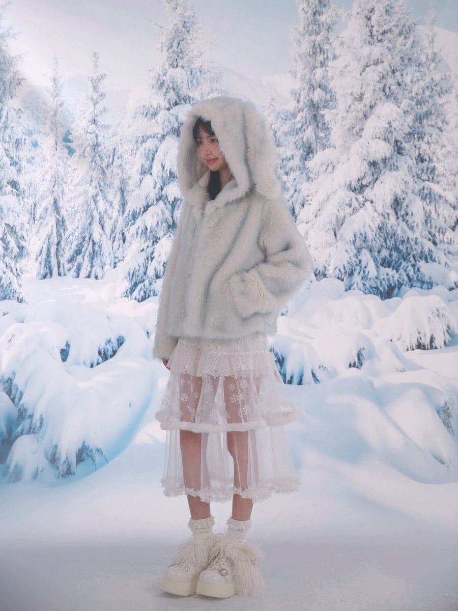 Get trendy with [Rose Island] Snowy Lace Long Skirt - Coats & Jackets available at Peiliee Shop. Grab yours for $43 today!