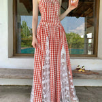 Get trendy with [SPOII UNOSA] Garden Dress Gingham Midi Dress Gown -  available at Peiliee Shop. Grab yours for $72 today!