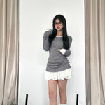 Get trendy with [Customizable] Long sleeves version - High school sweetheart 2 in 1 cotton mini dress -  available at Peiliee Shop. Grab yours for $49 today!