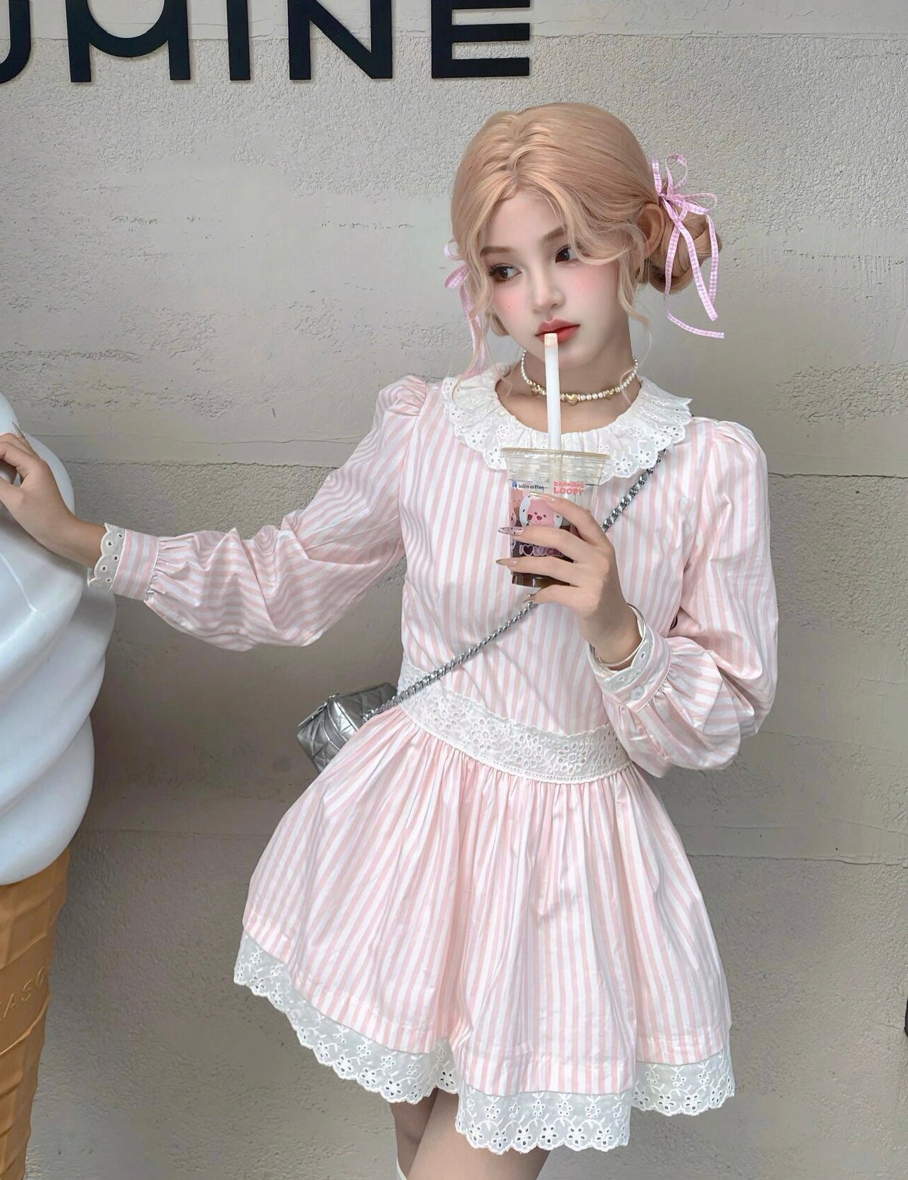Get trendy with My Pink Soft Girl Autumn Mini Dress [LeonieGirl] - Clothing available at Peiliee Shop. Grab yours for $38 today!