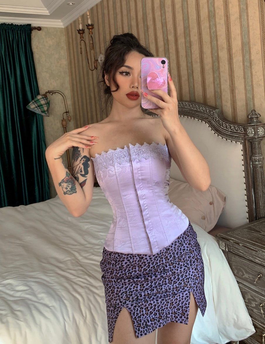 Get trendy with [Up To 2XL] Kofu No Tsuru Vintage Japanese Print Corset Top p -  available at Peiliee Shop. Grab yours for $49 today!