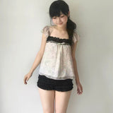 SicAstra Flower Diary Mocha Ribbon Top