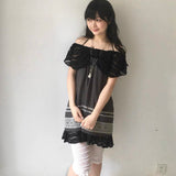 SicAstra Flower Diary Midnight Ribbon Dress
