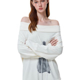 Reabobo Kitty Ribbon Off-shoulder Top