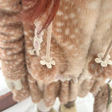 Rose Island Deer in Flower Field Faux Fur Coat