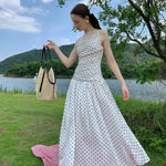 Get trendy with [SPOII UNOSA] Fleur De Saint Tropez Polka Dress MIDI Dress Gown -  available at Peiliee Shop. Grab yours for $78 today!