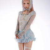 Rose Island Peach Jellyfish Bubble Mini Skirt