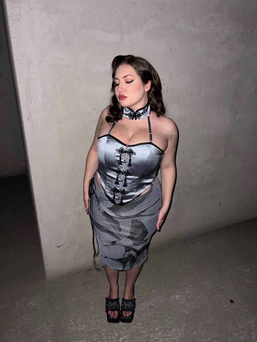 Get trendy with [Up to XXL] China Doll Corset Top and skirt set -  available at Peiliee Shop. Grab yours for $39 today!