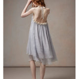 [Global Free Shipping] Fa Sogno Blue Moonlight Sonata Lace Chiffon Dress