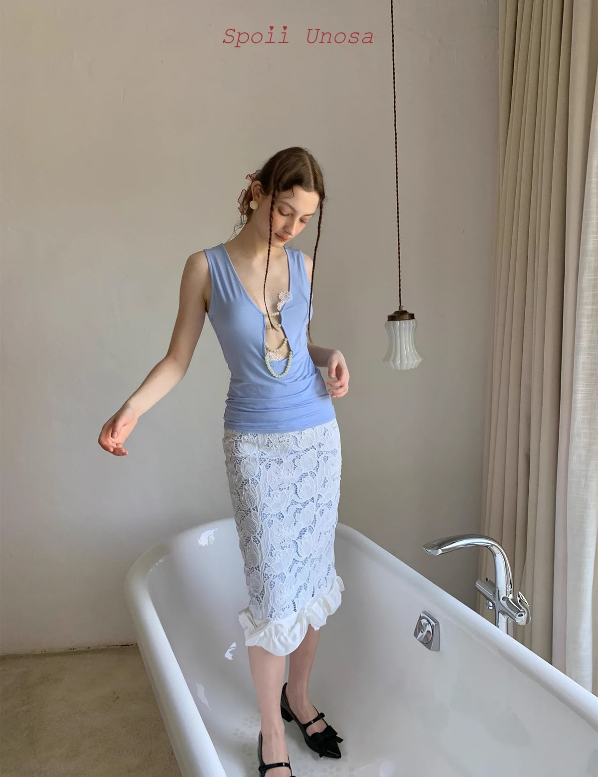 Get trendy with [SPOII UNOSA] Pearly Mermaid Midi Skirt -  available at Peiliee Shop. Grab yours for $65 today!