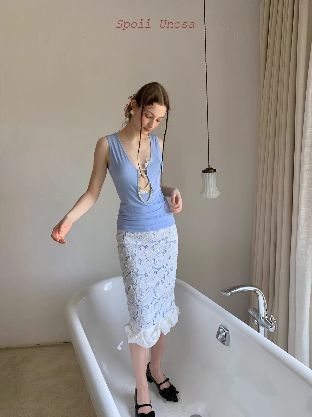 Get trendy with [SPOII UNOSA] Pearly Mermaid Midi Skirt -  available at Peiliee Shop. Grab yours for $65 today!