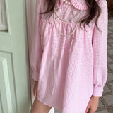 MineBeThyVers 100% Cotton Pink Gingham Babydoll Mini Dress