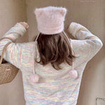 Get trendy with Pastel Rainbow Soft Pastel Knitting Oversized Sweater - Sweater available at Peiliee Shop. Grab yours for $19.90 today!