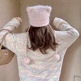 Get trendy with Pastel Rainbow Soft Pastel Knitting Oversized Sweater - Sweater available at Peiliee Shop. Grab yours for $19.90 today!