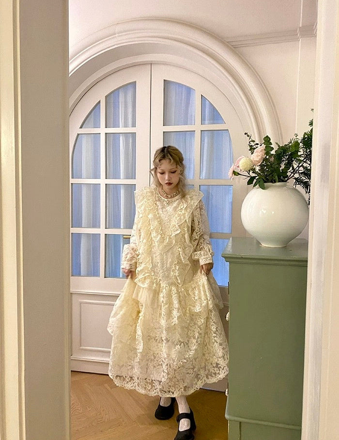 Get trendy with [August Unicorn] Exquisite Heavy Lace Embroidered Dress - Dresses available at Peiliee Shop. Grab yours for $197 today!