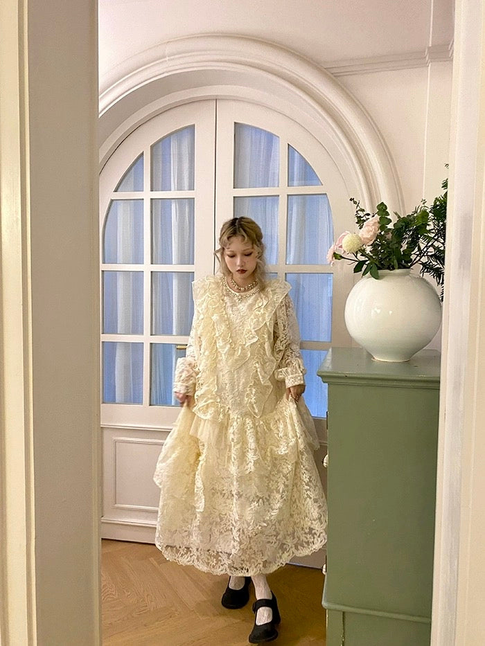 Get trendy with [August Unicorn] Exquisite Heavy Lace Embroidered Dress - Dresses available at Peiliee Shop. Grab yours for $197 today!