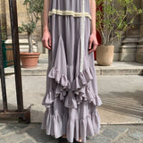 UNOSA Lavender Veil Layered Panel Chiffon Dress
