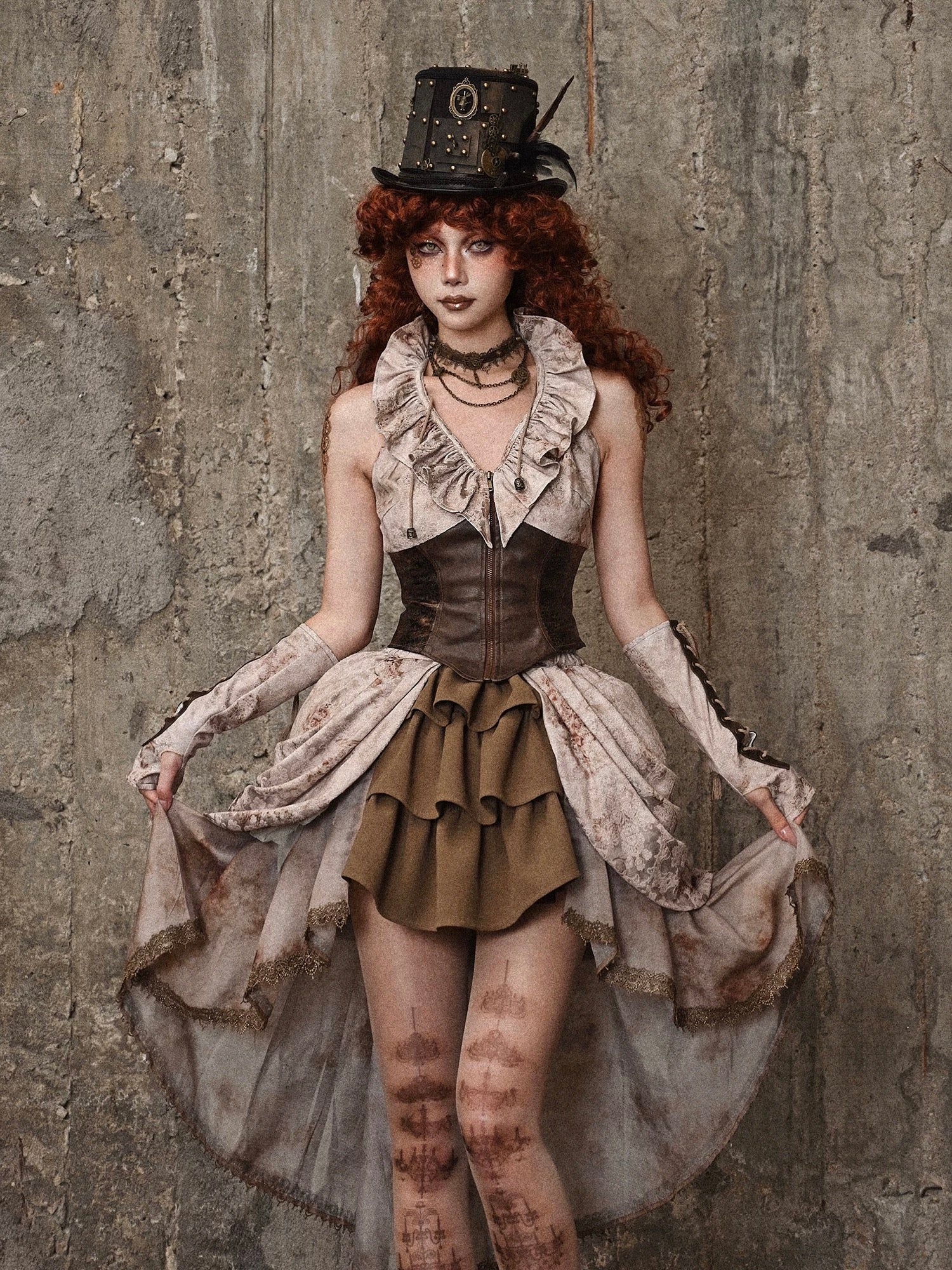 Get trendy with [Blood Supply] Dragon Era steampunk short Cake mini Skirt - Skirt available at Peiliee Shop. Grab yours for $55 today!