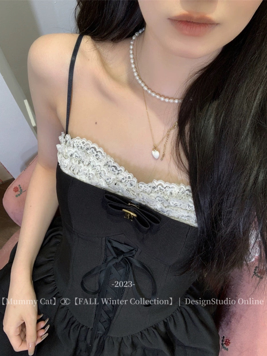 Get trendy with [Mummy Cat] Ballet Sweetheart Lace Dress -  available at Peiliee Shop. Grab yours for $59 today!