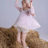 Rose Island For Cassie Glitter Chiffon Babydoll Top