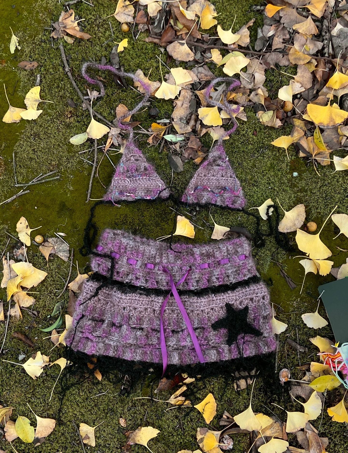 Get trendy with [Customized Handmade] Odd Fellow Autumn Color hand knitted bikini top and skirt -  available at Peiliee Shop. Grab yours for $58.80 today!