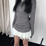 Get trendy with [Customizable] Long sleeves version - High school sweetheart 2 in 1 cotton mini dress -  available at Peiliee Shop. Grab yours for $49 today!