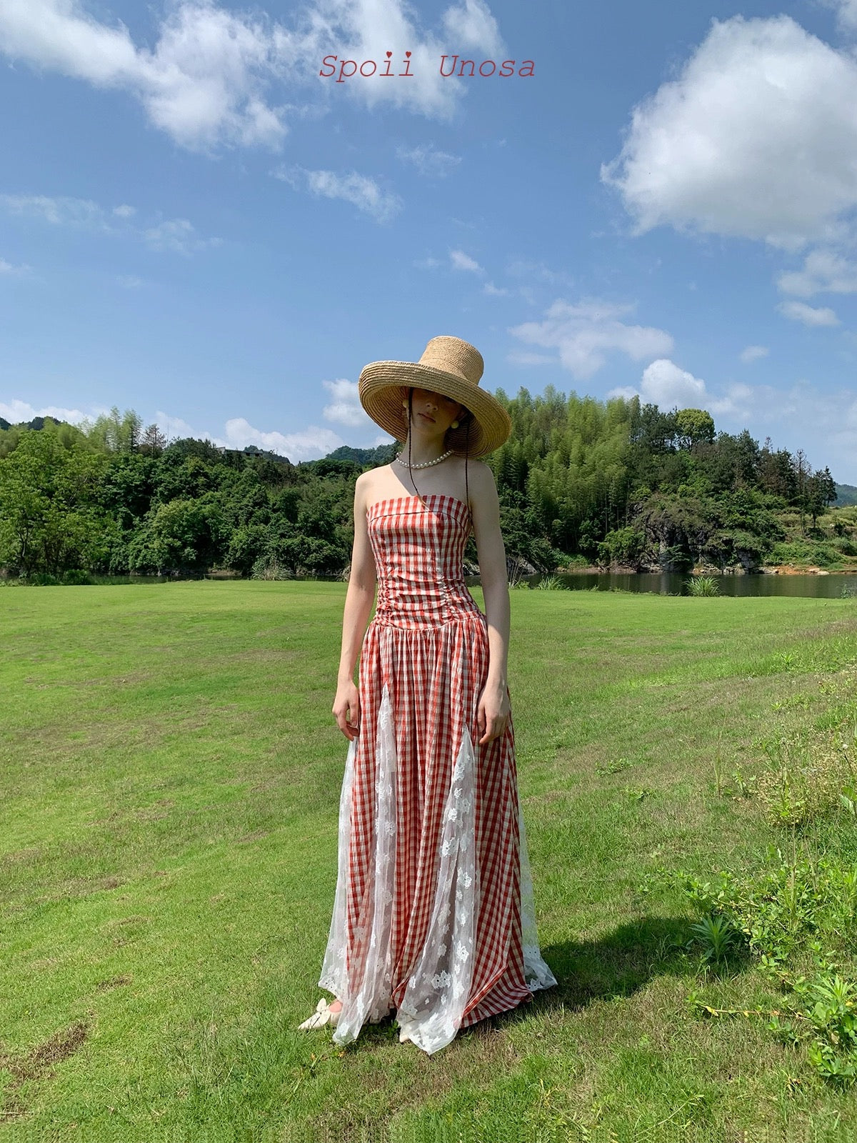 Get trendy with [SPOII UNOSA] Garden Dress Gingham Midi Dress Gown -  available at Peiliee Shop. Grab yours for $72 today!