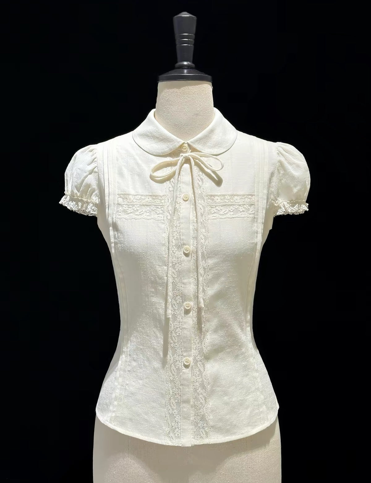 KittenClaw Vintage Lace Cross 100% Cotton Top