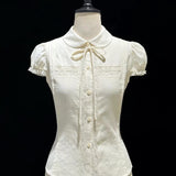 KittenClaw Vintage Lace Cross 100% Cotton Top
