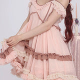 [Sweden Warehouse Rose Island] Rosy Blush Ruffle Mini Dress