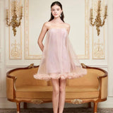 First Date NYC Floral Days Blush Tulle Mini Dress