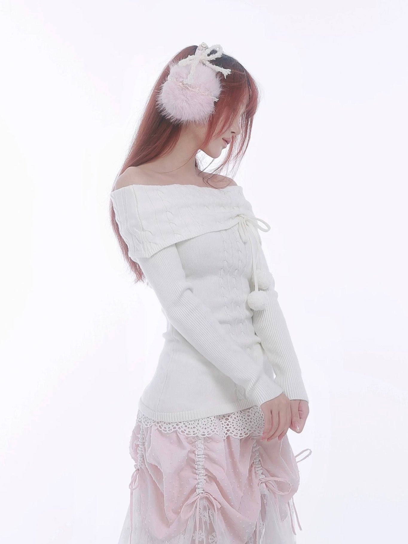 Get trendy with [Rose Island] The White Romance Wool-blend Sweater -  available at Peiliee Shop. Grab yours for $60 today!