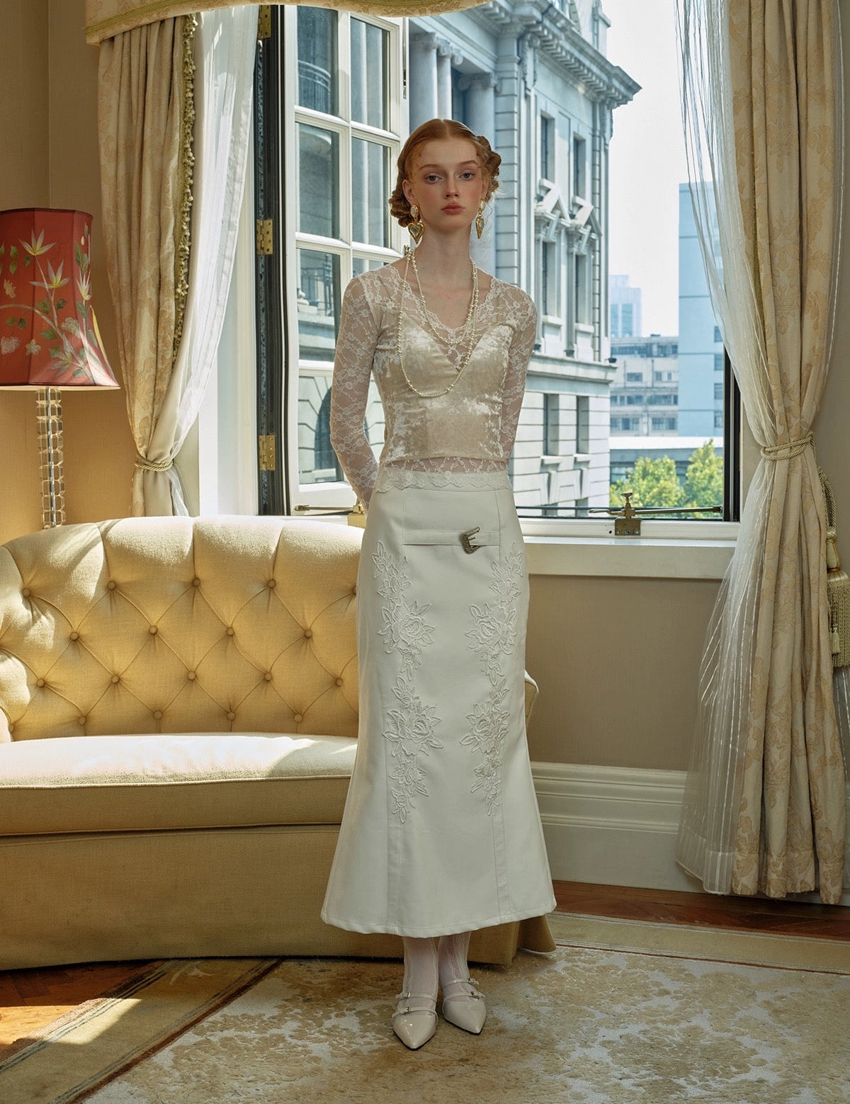 Get trendy with [SALE Sweden Warehouse] Embroidered Vintage White Court Skirt -  available at Peiliee Shop. Grab yours for $38 today!