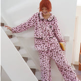 Sleepy Fairy Coral Fleece Leopard Bow Pajama Set