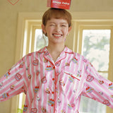 Sleepy Fairy Happy Birthday Pink Stripe Cotton Pajama Set