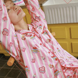 Sleepy Fairy Happy Birthday Pink Stripe Cotton Pajama Set