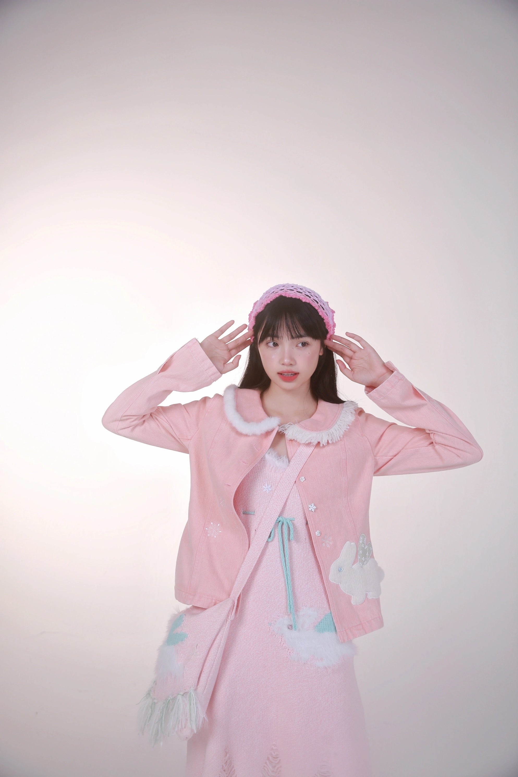 Get trendy with [Rose Island] Pink Bunny Denim Jacket - Coats & Jackets available at Peiliee Shop. Grab yours for $55 today!