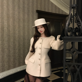 Sheepkiss Paris Lady Diamond Button White Coat