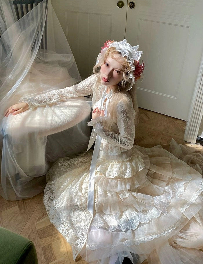 Get trendy with [August Unicorn] Wedding Lace Cake  Skirt - Dresses available at Peiliee Shop. Grab yours for $129 today!