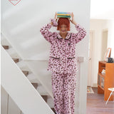 Sleepy Fairy Coral Fleece Leopard Bow Pajama Set