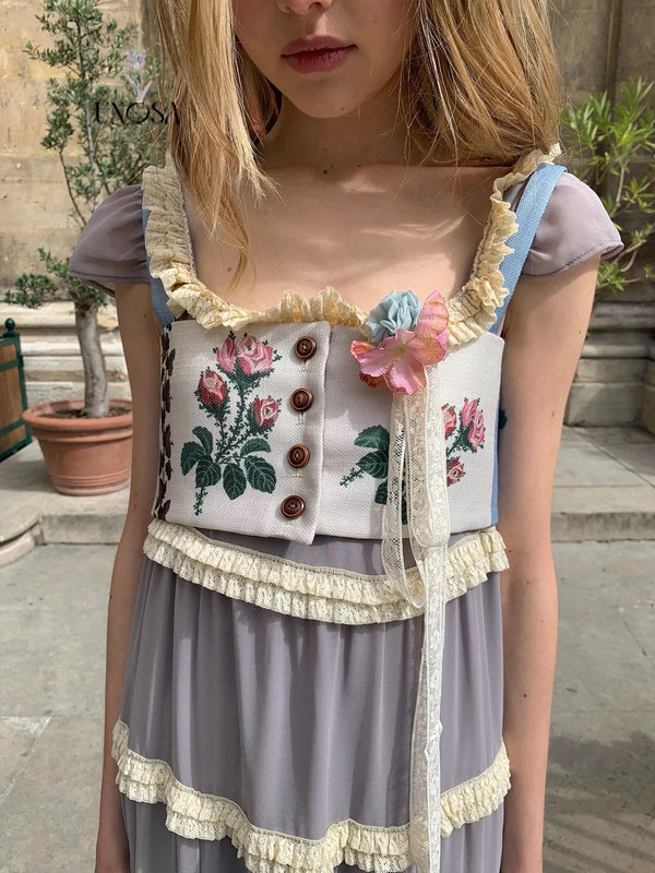 UNOSA Vintage Floral Corset Vest